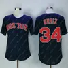 34 David Ortiz Jersey Baseball Hall of Fame Jersey Wit NO NAME Grijs gestikt