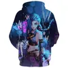 Herrtröjor män tröjor anime hoodie arcane jinx tröja digital tryckning cos hooded vintage menmen's