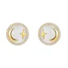 Koreanische Mode S925 Silbernadel Star Moon Opal Ohrringe Frauen Schmuck Luxus plattiert 18 Karat Goldtemperament Ohrringe Accessoires Geschenk