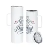 US Local Warehouse 20oz sublimation tumbler with handle stainless steel insulated straight skinny cup blank white coffee mug vacuum water beer mugs drinking cup