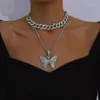 Naszyjniki wiszące 2022 Kubański motyl Naszyjnik sześcienny cyrkon 3D podwójny kryształowy łańcuch lodowany biżuteria