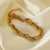 Link Chain Gairu Verkoop 18K Gold vergulde Italiaanse roestvrijstalen hand gevlochten kettingen Hip-hop Persoonlijkheid Bracelet Sieraden Geschenken Lars22