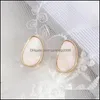Charm oval abalone skal papper studörhängen mini märke geometriskt enkelt för kvinnor smycken droppleverans 2021 carshop2006 dhkul