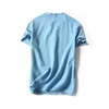 Casual shirts voor heren heren linnen shirt ademende massieve katoenen korte mouw zachte blouses t-shirts man pullover mannelijke kleding zomer topsman's