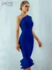 Adyce Summer Women Bandage Dress Sexy One Shoulder Sleeveless Ruffles Niglub Celebrity Evening Party Mermaid Dresses 220509