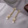 Baumeln Kronleuchter Nadel Ohrring 2022 Trendy Perle Stern Anhänger Lange Ohrringe Für Frauen Gold Farbe Ohrringe Weibliche Mode Schmuck