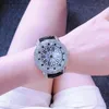 relógio completo de diamante de diamante, relógio de quartzo moderno