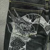 Роскошный дизайнер для мужчин Fushen Jeans Men's Fashion Brand Big M Dragon Emelcodery Первоначально скот, поднимая большие свободные микроэн -конусы супер горячие штаны
