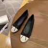 Classic Designer Dress shoes summer 100% cowhide high quality new Ballet Flats Dance shoes fashion women black Flat boat shoe sandal Lady leather Lazy Loafers With Box