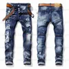 Męskie fajne Rips Stretch Designer Jeans Distressed Ripped Biker Slim Fit Washed Denim motocyklowy Męskie hip-hopowe modne spodnie męskie 2021 01