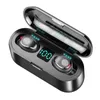 F9 TWS Mini Earphone Bluetooth 5.0 سماعات سماعات أذن لاسلكية مع سماعة رأس شحن 2000 مللي أمبير في الساعة شحن LED.