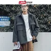 Lappster coreano bolso de inverno lã casaco de lã homens homens japoneses streetwear