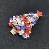 10 Pcs/Lot personnalisé drapeau américain broche cristal strass arbre de noël forme 4 juillet USA broches patriotiques pour cadeau/décoration