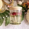 Bougies d'aromathérapie à fleurs séchées en gelée, bouteille en verre, Rose, poire anglaise, bougie Freesia, décoration de mariage, bougies parfumées