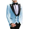 Brand New Khaki Groom Tuxedos Black Peak Lapel Groomsmen Hommes Robe De Mariage Style Homme Veste Blazer 3 Pièce Costume Veste Pantalon Vest3015