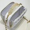 Kaviar kamerapåse handväska messenger plånbok kvällspåsar kors kropp handväska metall hantera två externa dragkedjor kedja läder axel band