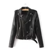 2022 Nuove Donne di Modo Autunm Inverno Nero Faux Giacche di Pelle Lady Bomber Moto Capispalla Fresco Cappotto con Cintura L220728