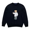 2021 new cartoon loose round neck print bear plush long sleeve pullover bear t-shirt