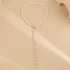 Collana con ciondolo a catena di perle d'imitazione lunga dolce coreana Collana con ciondolo di moda da donna Girocollo di perle Gioielli per anniversario di matrimonio