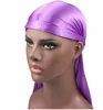 Jedwabisty durag Long Tail Scyrf Pirate Cap Men Satin Durarag elastyczne chemo czapki bandanna peruki turbanowe kobiety mężczyźni Hair Akcesoria 24 kolory B8266