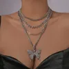 Pendant Necklaces Lamyesi Light Luxury Butterfly Rhinestone Fashion Multilayer Shiny Claw Drill For Women Trendy Jewelry DesignPendant
