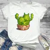 Mulheres moda de forma grátis plantas de hug cactus impressão feminina feminina tigra gráfica t streetwear Camisas tee camisetas 220714