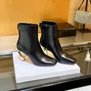 2022 autumn and winter boots new European American style small square toe Martin boots side zipper metal plating with thick high heel women's short