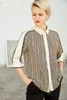 女性用ブラウスシャツロックウィックライン夏と秋の女性シャツ桑の絹のセレブにアクセス可能な豪華なプリントターンダウンカラー