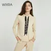 Wixra Women Sweater Suits and Set Casual Hooded Topps Stick Long Pants 2st Clothing Track Trousersjumpers 210331