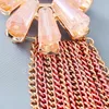 Pink Crystal Long Metal Chain Dingle Drop örhängen Högkvalitativ lyx Fashion Rhinestone smycken Tillbehör för kvinnor