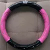 Leather Steering Wheel Cover Crystal Rhinestone Covered 8 Styles AntiSlip For 38Cm Car Styling Steering Wheel for Girl Women J220808