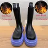 TOH Big size Boots Women Platform Fashion Young Lady Mid-Calf Boot Chunky Woman Winter Shoes Thick Heel Designer
