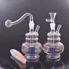 미니 휴대용 핸드 흡연 물 파이프 10mm 조인트 유리 오일 버너 봉 마트릭스 Pyrex Recycler Dab Rig aschatcher 봉인 남성 오일 버너 파이프