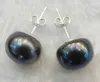 Grande quantité 1213 mm authentique naturel noir noir tahitien perle perle perle oreilles boucles d'oreilles en argent aaa6152124