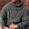 Lange mouwen verdikte mannen trui grove wollen garen Turtleneck draai geribbeld gebreide trui voor herfst winter L220730