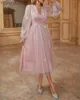Sukienki swobodne kobiety eleganckie puff latarni brokatowy Sheer Mesh Party sukienka