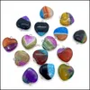 Konst och hantverk 20mm Rainbow Stripped Agate Stone Love Heart Charms H￤ngen Trendiga f￶r smycken Making Wholesal Sports2010 DHV8P