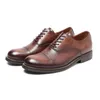 Chaussures Oxford en cuir véritable pour hommes, chaussures habillées classiques, marron noir, chaussures de bureau formelles pour hommes d'affaires, peintes à la main