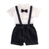 Baby Boy Summer Clothes Cotton Outfits Spädbarn Baby Boy Gentleman Suit Bow Tie Shirt Skjorta Sussel Shorts Pants Comfy Outfit Set G220509