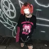 Houzhou Gothic T Shirt Kobiety Mall Goth Top Harajuku Czarny Z Długim Rękawem Koszulki Fałszywy Dwukierki Punk Grunge Streetwear Alt E Girl 220408