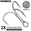 PROBEROS 100 PZ Ami tripli 18-16-14-12-10-8-6-4-2-1-1/0-2/0-3/0-4/0-5/0# Ami ad alta resistenza ad alto contenuto di carbonio Pesca d'acqua salata in acciaio 220812