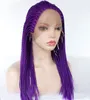 New Sexy long Purple Front lace Braids Handmade Women's Party hair wigs