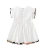 Burberrlies Designer de luxe fille robe d'été bébé filles robes de princesse coton enfants fermeture éclair robe à manches courtes enfants mignons jupe à carreaux