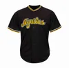 Xflsp GlaMit Aguilas CIBAENAS Dominican Custom Baseball Jersey Preto Amarelo Cinza Branco Costurado Nome Número