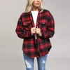 Women's Jackets Puloru Casual Women Button-down Shirts Coats Autumn Loose Color Block Plaids Long Sleeve Turn Down Collar Outwear Streetwear