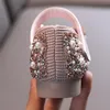 New Childrens Girls Sneakers Toddlers Baby Flat Sandal Pearl Rhinestones Shining Kids Princess Party Shoes