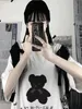 Siyah Karikatür Ulzzang Femme Gevşek Yaz Büyük boy Tişört Kadın Giyim Harajuku Kısa Kollu Üstler Tee Hip Hop T-Shirt Kız 220812