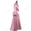 Women's Sleepwear Women's Satin Robe Fur Nightgown Bathrobe Feather Bridal With BeltWomen's