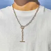 Hip Hop Vintage OT Buckle Lariat Pendant Necklace New Fashion Statement 2022 Cross Link Chain Jewelry Accessories Steampunk Men