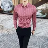 Herrklänningskjortor Herrmode Business Casual Striped Long Sleeve Shirt Brand Slim Check Professional Tops S-xxxlmen's Vere22
